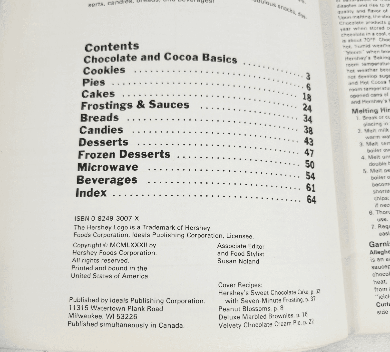 Hershey's Chocolate and Cocoa Cookbook Ideals Vintage Recipes Desserts - Thumbnail 2