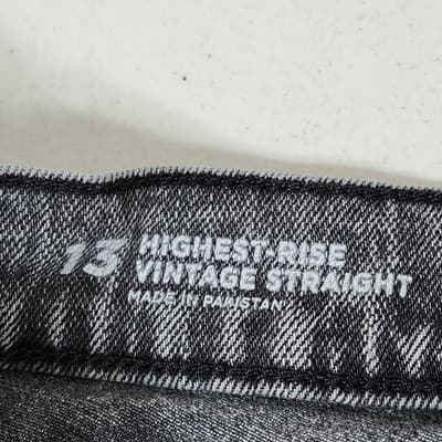 Arizona Jean Highest Rise Vintage Straight Jeans Size 13 Gray Studded - Thumbnail 8