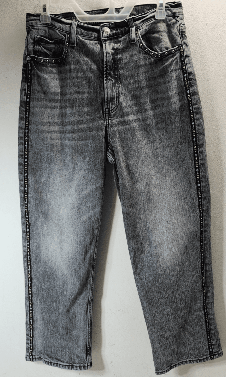 Arizona Jean Highest Rise Vintage Straight Jeans Size 13 Gray Studded - Thumbnail 5