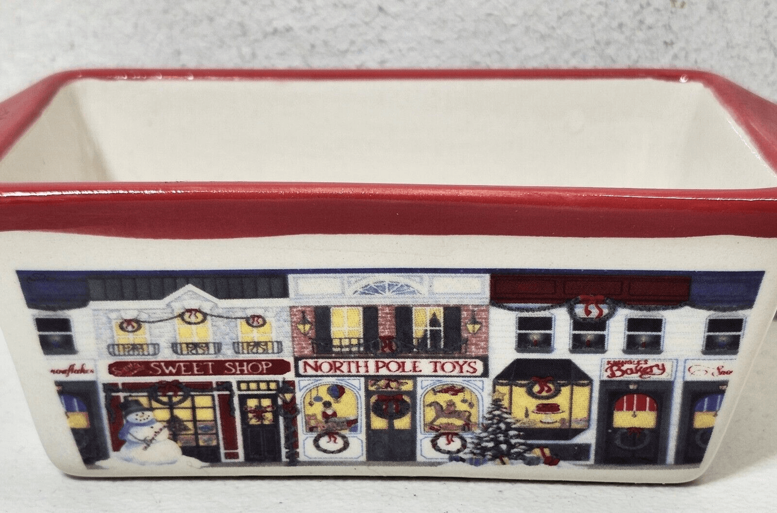 Winter Theme Nantucket Mini Loaf Pan Decorative City Holiday Scene 5.5" X 3.5" - Thumbnail 2