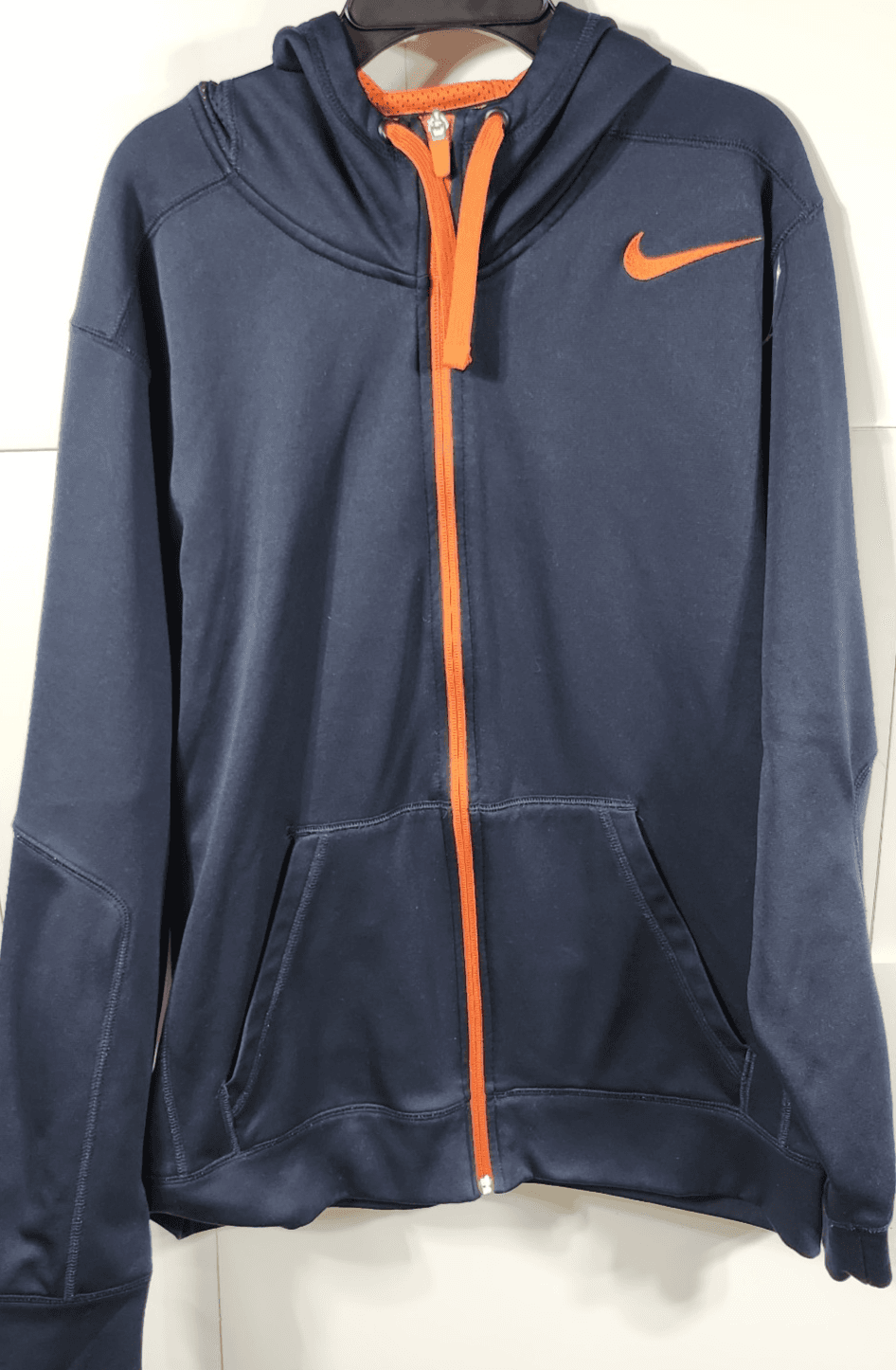 Nike Therma-Fit Mens Hooded Sweatshirt Size Small Blue Orange Hoodie