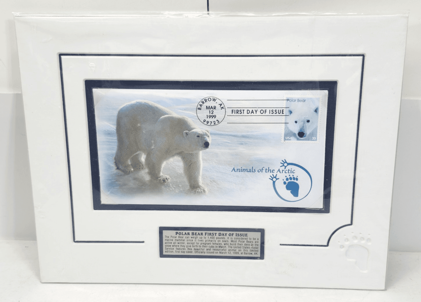 First Day Of Issue Polar Bear Animals Of The Arctic 1999 Stamp Barrow Alaska