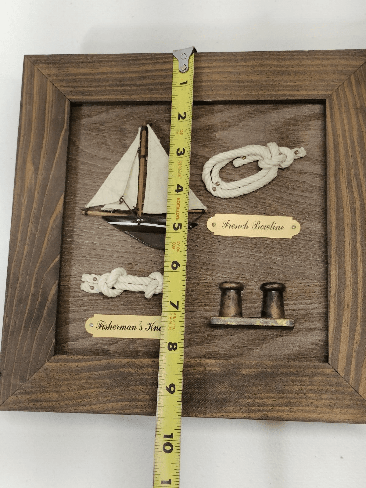Fisherman Nautical Shadow Box W/Ship & Varity of Rope Knots - Thumbnail 2