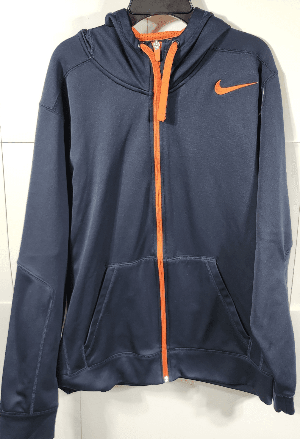 Nike Therma-Fit Mens Hooded Sweatshirt Size Small Blue Orange Hoodie - Thumbnail 5
