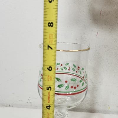 Arby's Libby Holly Berries Christmas Collection Stemmed Wine Glass - Thumbnail 5