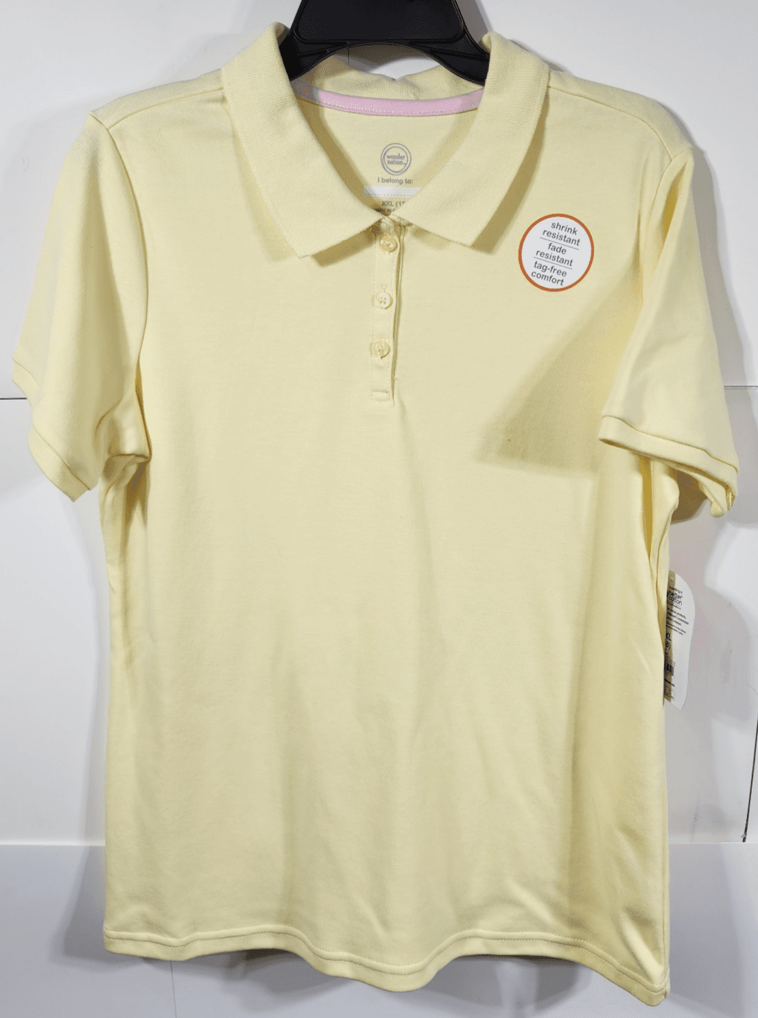 Wonder Nation Girl's Polo Shirt Size XXL 18 Short Sleeve Yellow NEW - Thumbnail 5