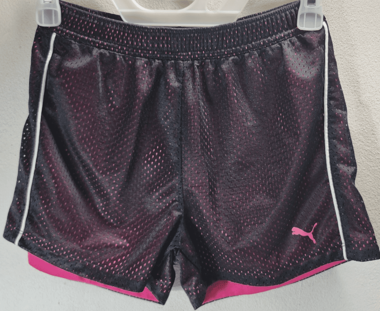 Puma Girl's XL Shorts Black Pink Athletic Elastic Waist