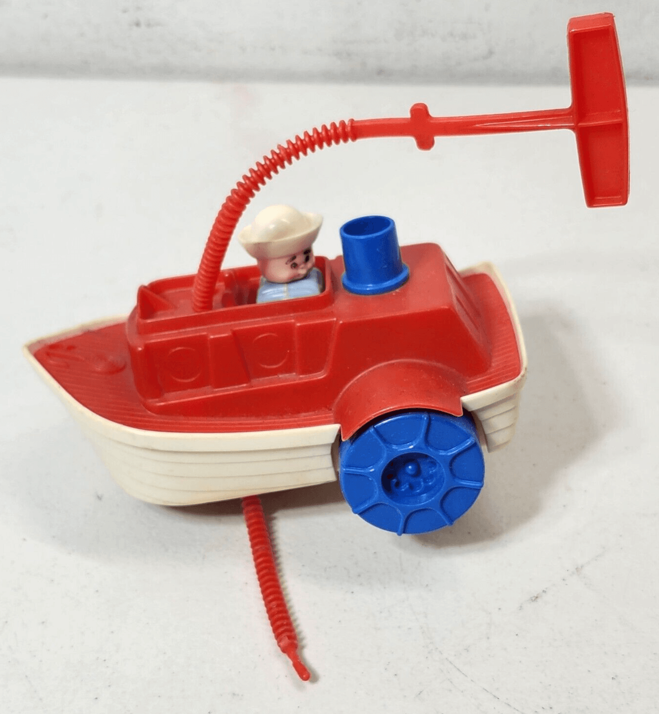 Pee Wee Tug Along Kids Toy Boat Vehicle Pull To Move Vintage 1972
