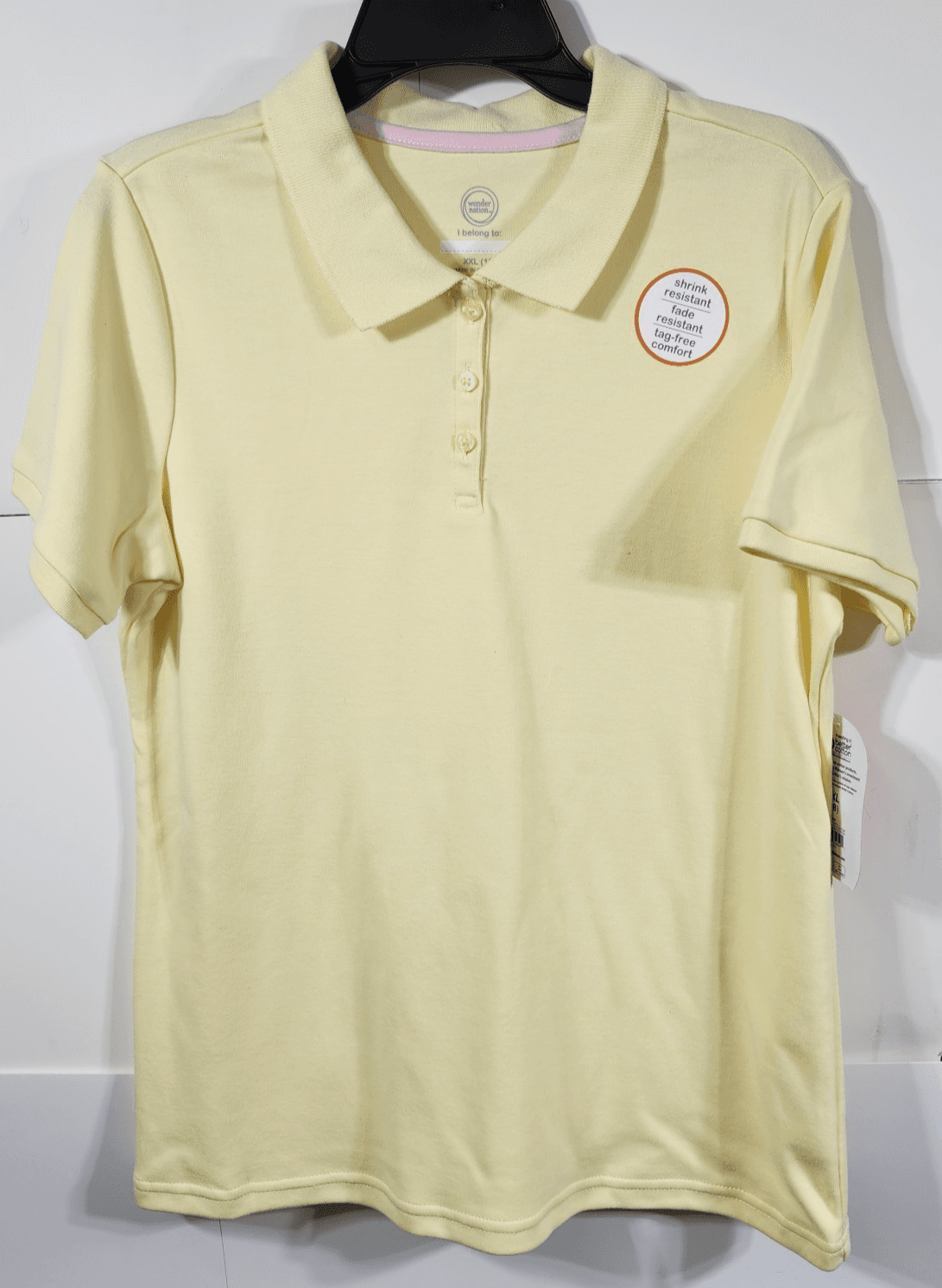Wonder Nation Girl's Polo Shirt Size XXL 18 Short Sleeve Yellow NEW