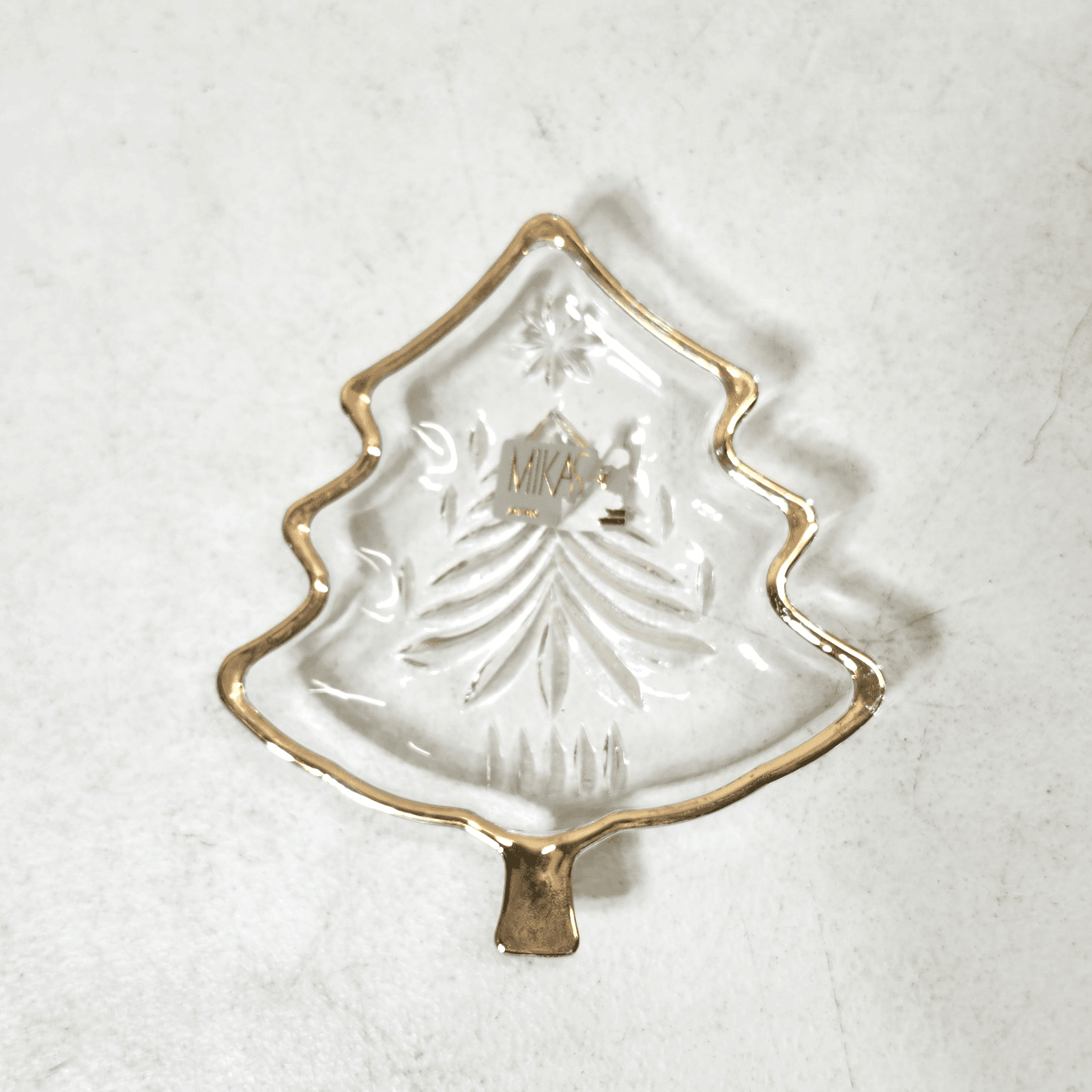 Mikasa Crystal Christmas Tree Candy Nut Dish Gold Trim Home Decor - Thumbnail 5