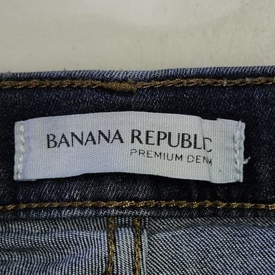 Banana Republic Size 27/4 Straight Leg Fit Jeans Stretchy Blue Denim Pants - Thumbnail 7