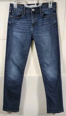 Banana Republic Size 27/4 Straight Leg Fit Jeans Stretchy Blue Denim Pants - Thumbnail 5