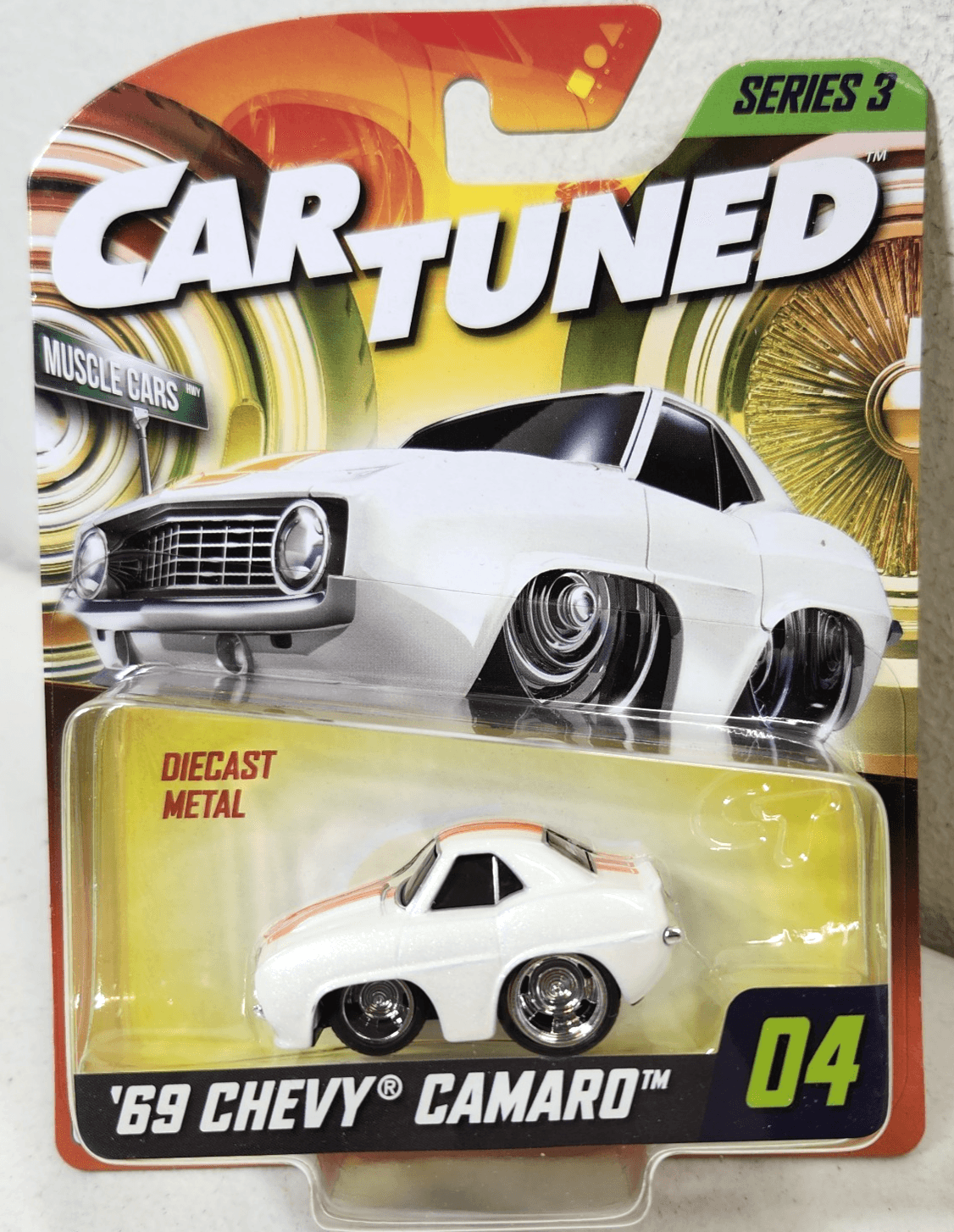 CarTuned '69 Chevy Camaro White Car Series 3 Toy Vehicle 1/64 MGA NEW