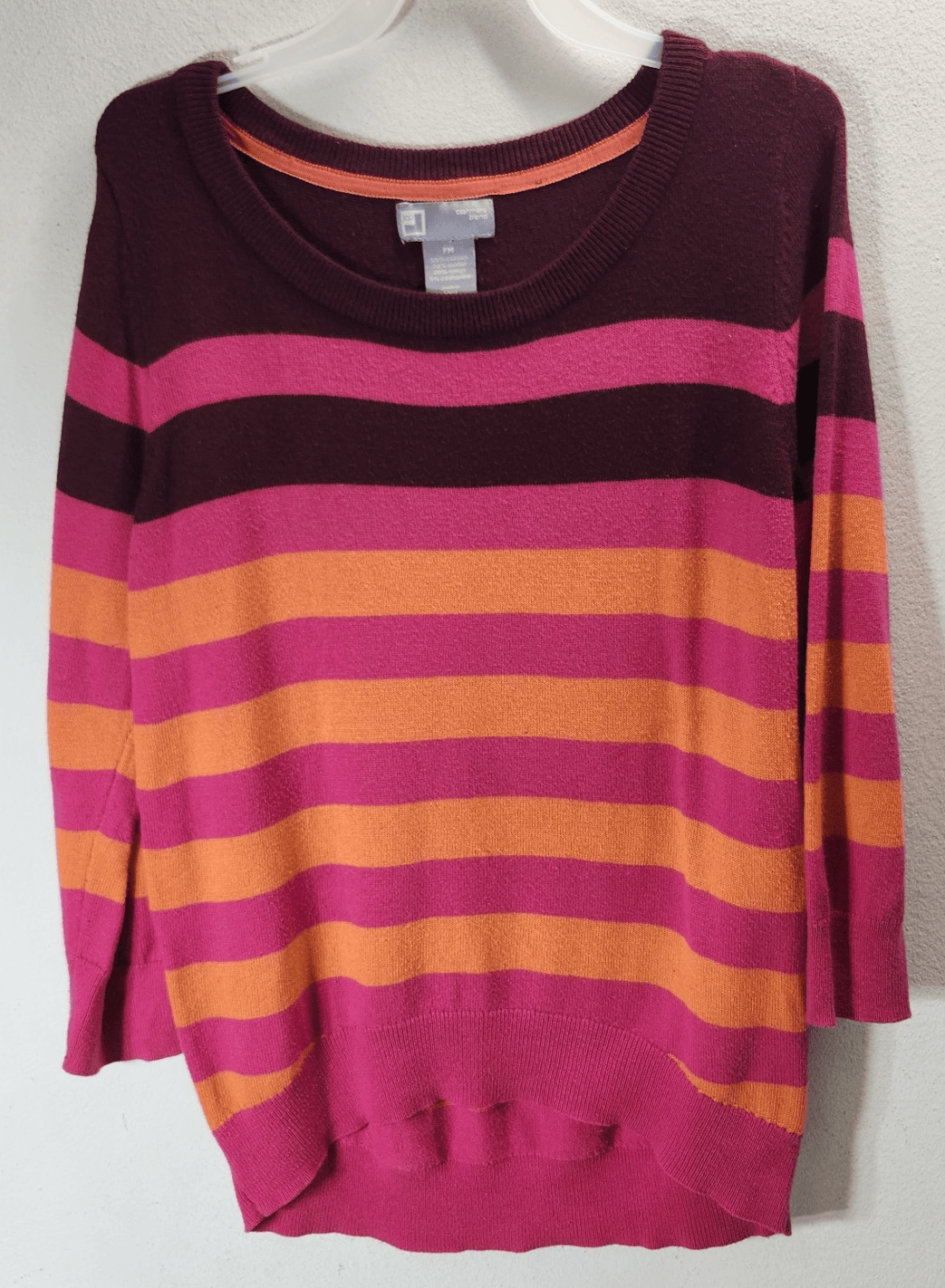 Women’s Size PM Sweater Shirt Cashmere Blend 3/4 Sleeve Rainbow - Thumbnail 5