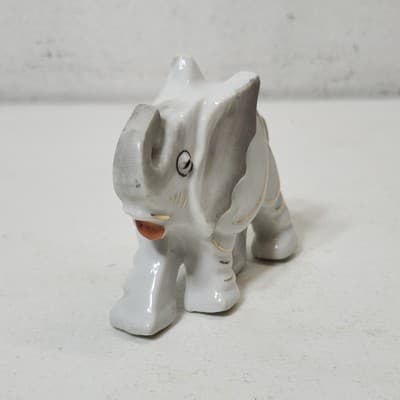 Vintage Porcelain Elephant Figurine Animal Gold Trim Home Decor Japan - Thumbnail 4
