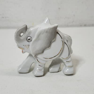 Vintage Porcelain Elephant Figurine Animal Gold Trim Home Decor Japan - Thumbnail 3