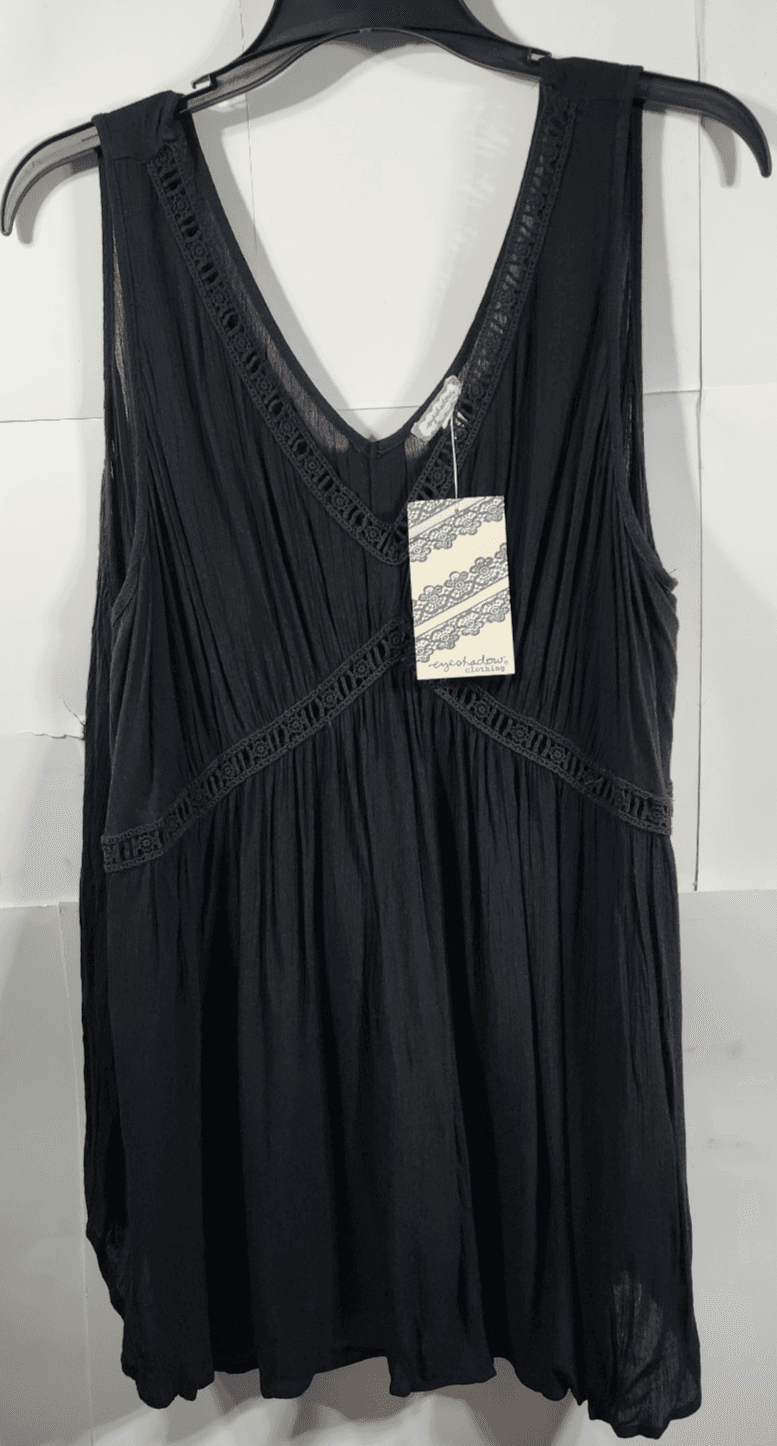 Y2k Style Eyeshadow Blouse Top 3X Black Gauze Fairy Grunge V-Neck NEW - Thumbnail 5