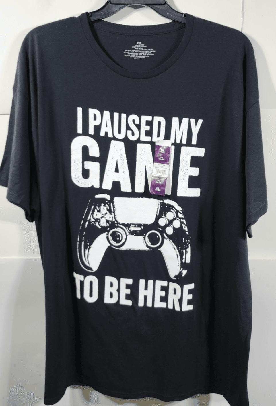 Mens TShirt Size XXL Paused My Game Graphic Tee Black Short Sleeve NEW - Thumbnail 5