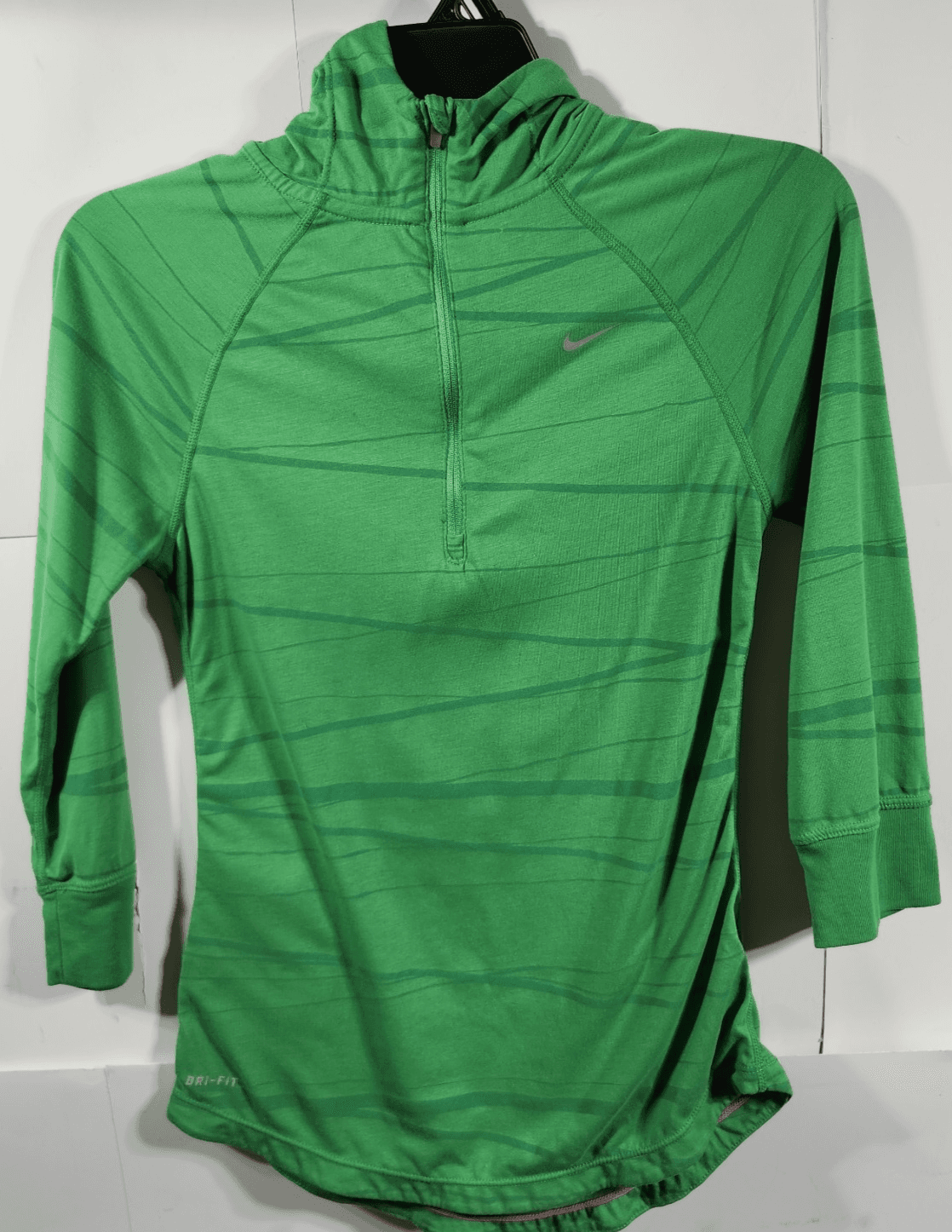 Nike Dri-Fit Running Hooded Shirt Girl's Small 1/4 Zip 3/4 Sleeve Youth - Thumbnail 5