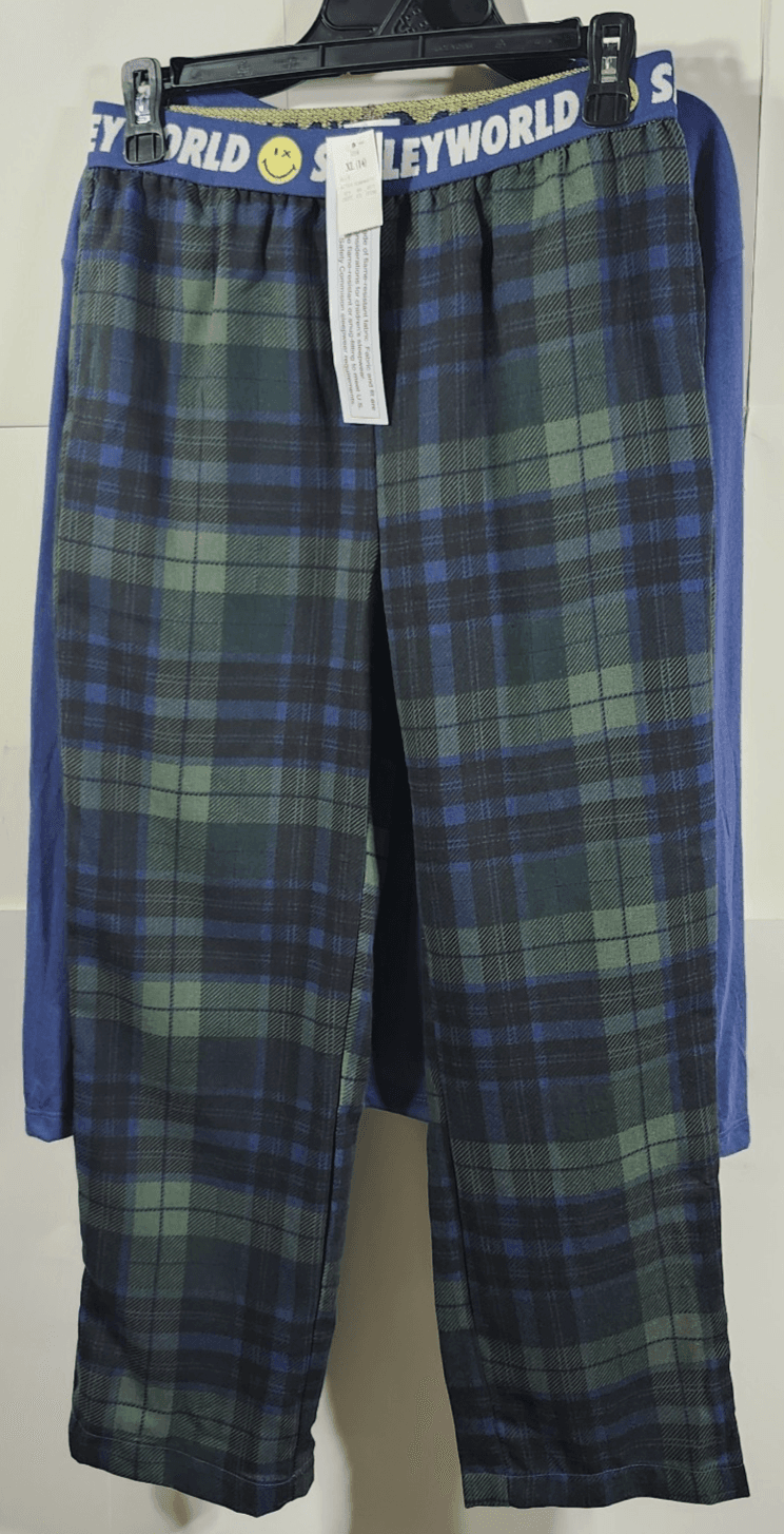 Boys Smiley World Pajama Set Shirt Pants Size XLarge New With Tags - Thumbnail 2