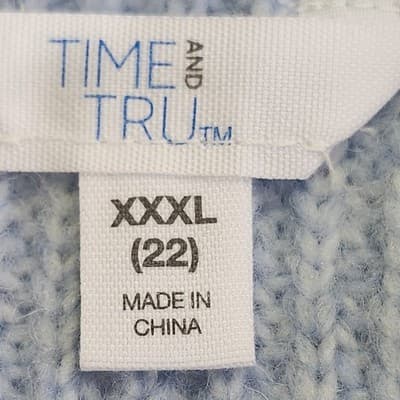 Time and Tru Women's 3XL Mixed Stitch Sweater Blue Long Sleeve Pullover NEW - Thumbnail 7