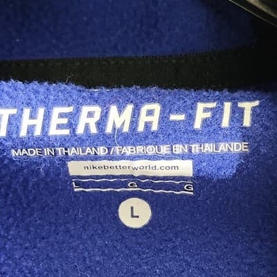 Nike Men's L Therma Fit Pullover Hoodie Fleece Lined Blue Black Sweatshirt - Thumbnail 7