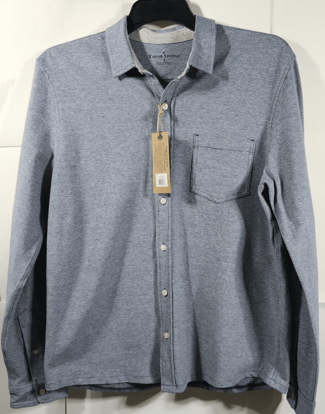 Tailor Vintage Men's L Button Up Shirt Blue Long Sleeve Connecticut Originals - Thumbnail 5