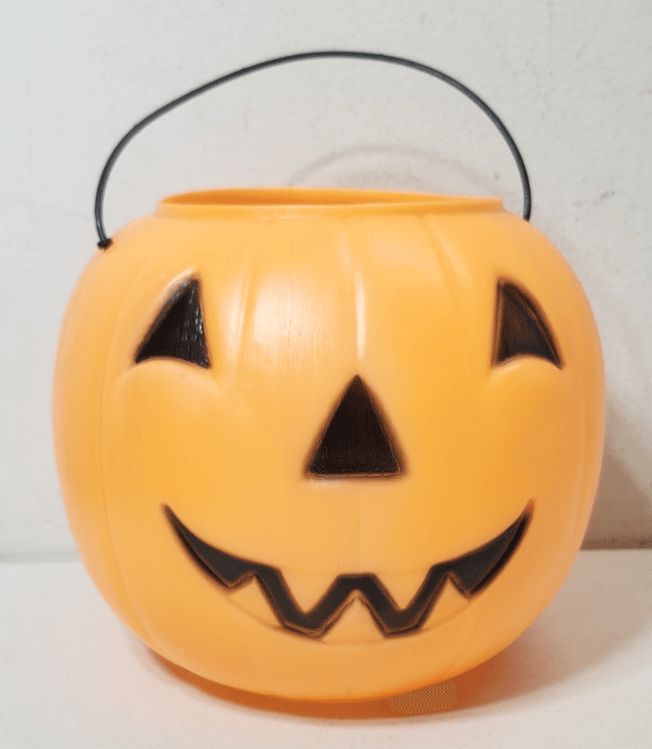 Vintage Pumpkin Bucket Candy General Foam Plastics Blow Mold Trick or Treat USA - Thumbnail 2