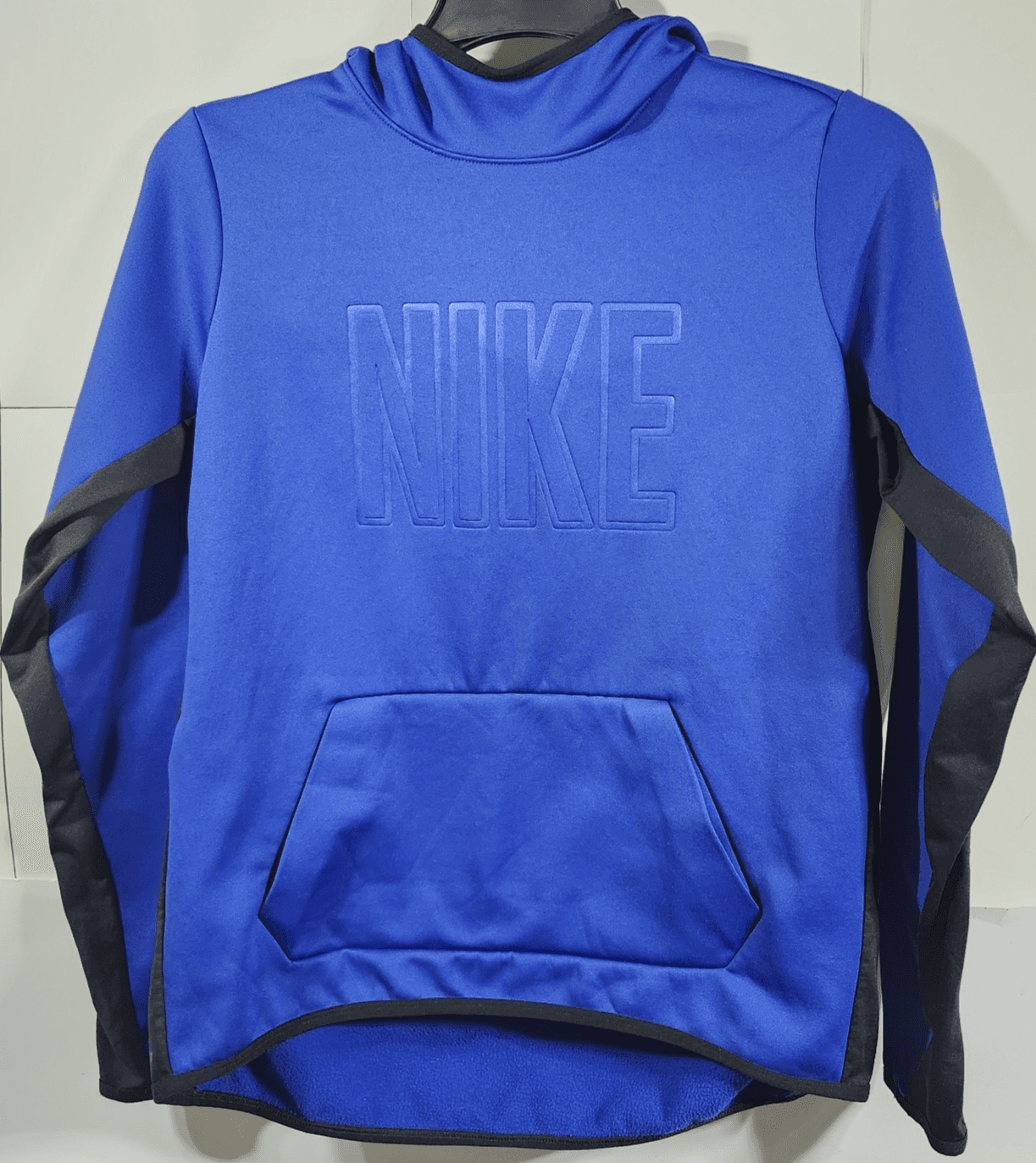 Nike Men's L Therma Fit Pullover Hoodie Fleece Lined Blue Black Sweatshirt - Thumbnail 5