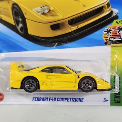 Hot Wheels Exotics Ferrari F40 Competizione Yellow Car 1/64 Toy Vehicle NEW - Thumbnail 2