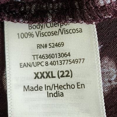Time and Tru Women's V-Neck Midi Dress Size XXXL Ruched Sleeve Floral NEW - Thumbnail 9
