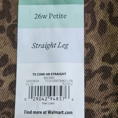 Terra & Sky Women's 26W Jeans High Rise Straight Leg Plus Size Leopard Brown NEW - Thumbnail 7