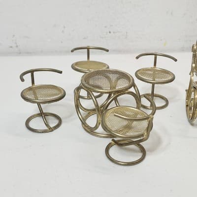 Vintage Doll & Furniture Bundle Lot Rocking Chair Table With Stools - Thumbnail 11