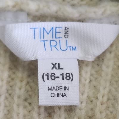 Time and Tru Women's XL Mixed Stitch Sweater Beige Long Sleeve Pullover NEW - Thumbnail 7