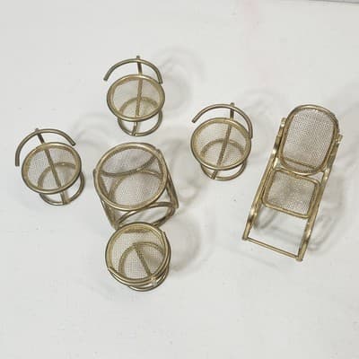 Vintage Doll & Furniture Bundle Lot Rocking Chair Table With Stools - Thumbnail 10