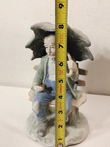 VTG Duncan Royale Old Man On Bench Holding Umbrella Statue Figurine Home Decor - Thumbnail 3