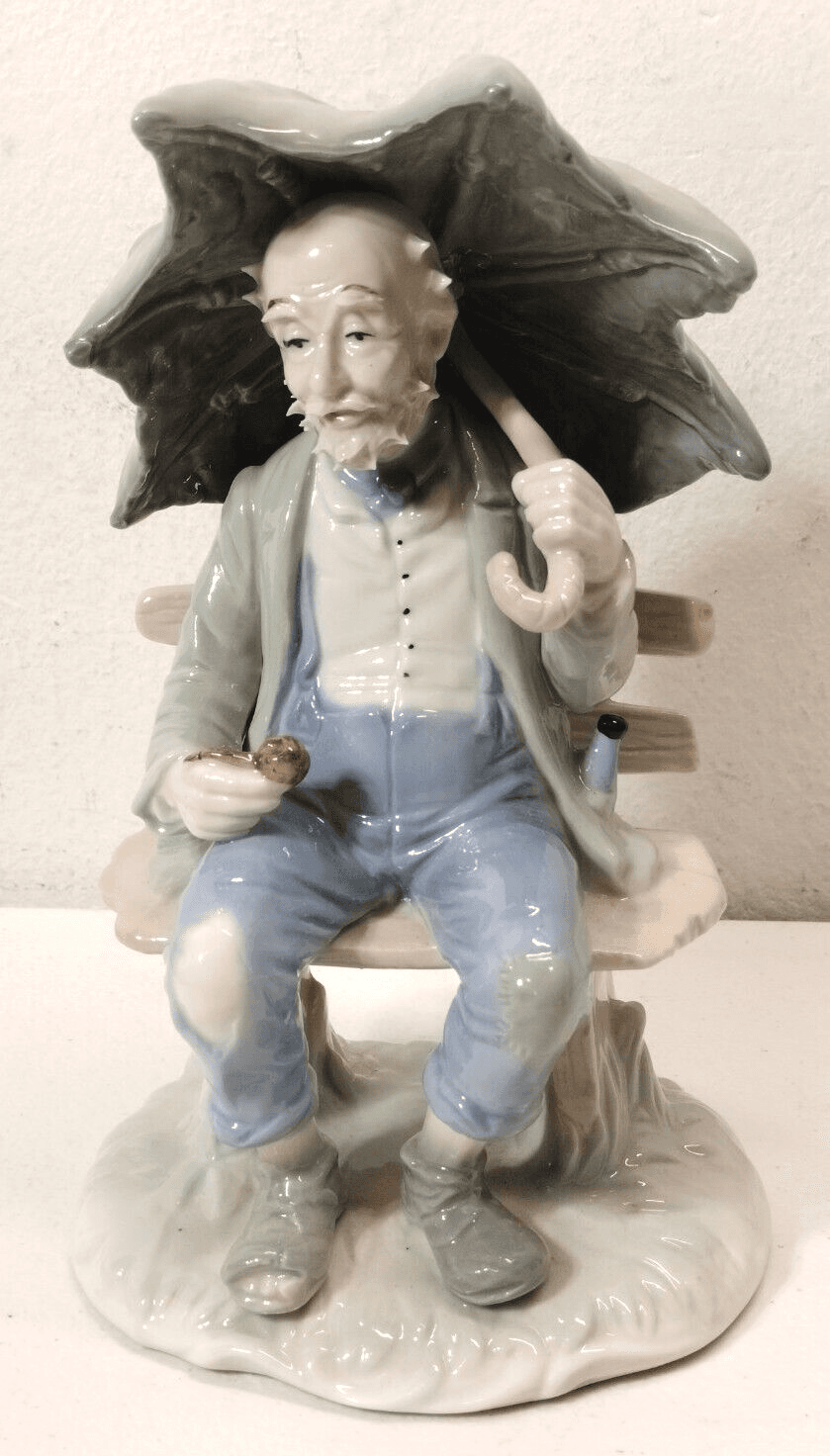 VTG Duncan Royale Old Man On Bench Holding Umbrella Statue Figurine Home Decor - Thumbnail 2