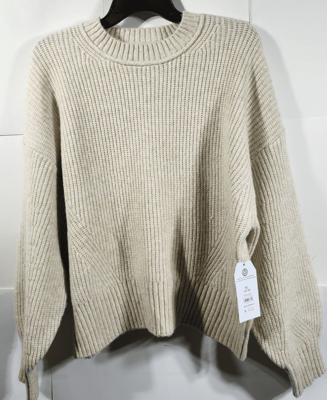 Time and Tru Women's XL Mixed Stitch Sweater Beige Long Sleeve Pullover NEW - Thumbnail 5