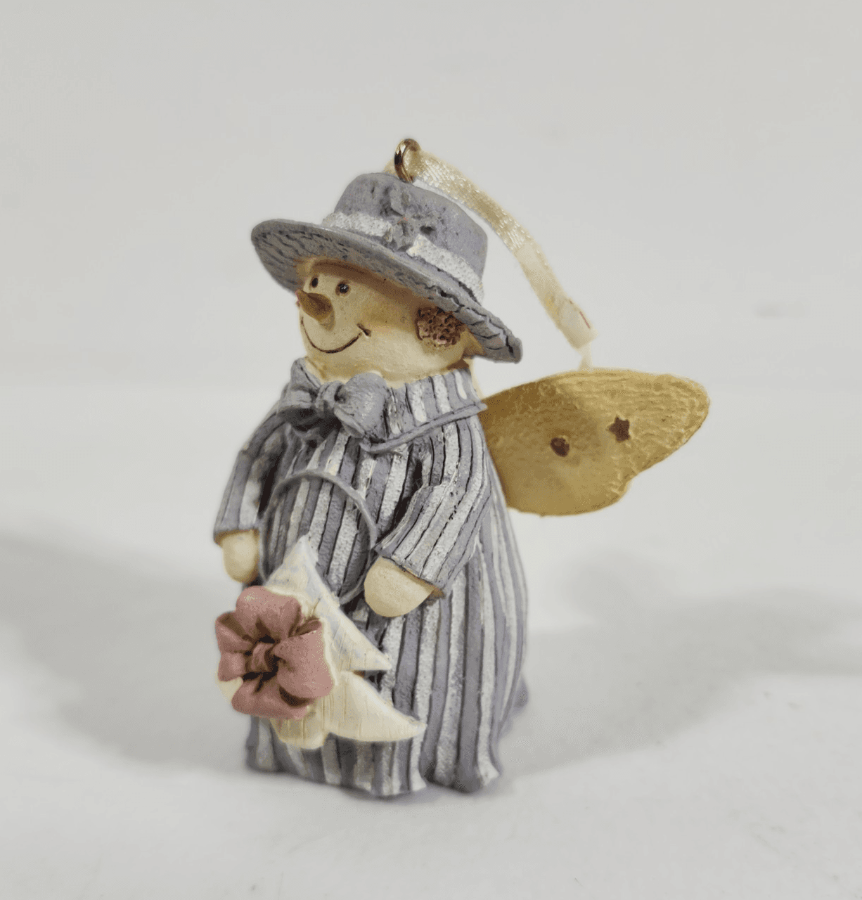 Poly Resin Snowman Ornament Angel Wings Holiday Home Decor - Thumbnail 2