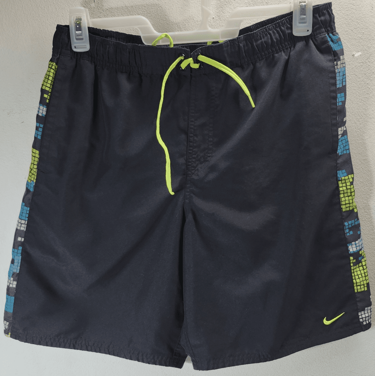 Vintage Nike Swim Board Shorts Black Green White Mens Size Medium y2k - Thumbnail 5