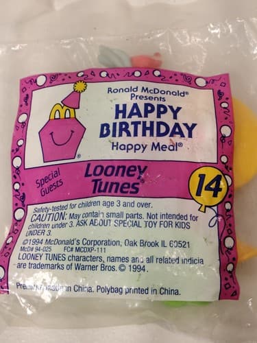 1994 McDonalds Happy Meal Birthday Train Looney Tunes #14 Kids Toy Sealed NEW - Thumbnail 4