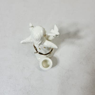 2 Angel Figurines White Gold Stars and Trim Taper Candle Holders VTG - Thumbnail 7