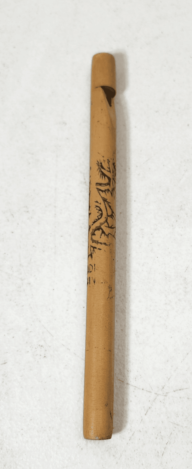 Vintage Chinese Folk Art Hand Made Wood Flute Dragon Design