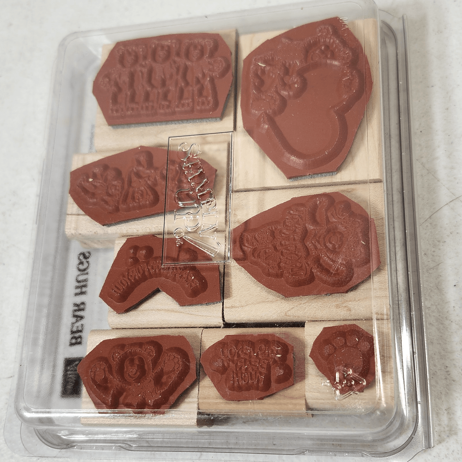 Stampin Up Teddy & Friends Wooden Stamp Set Holiday Time Xmas Bundle Lot - Thumbnail 3