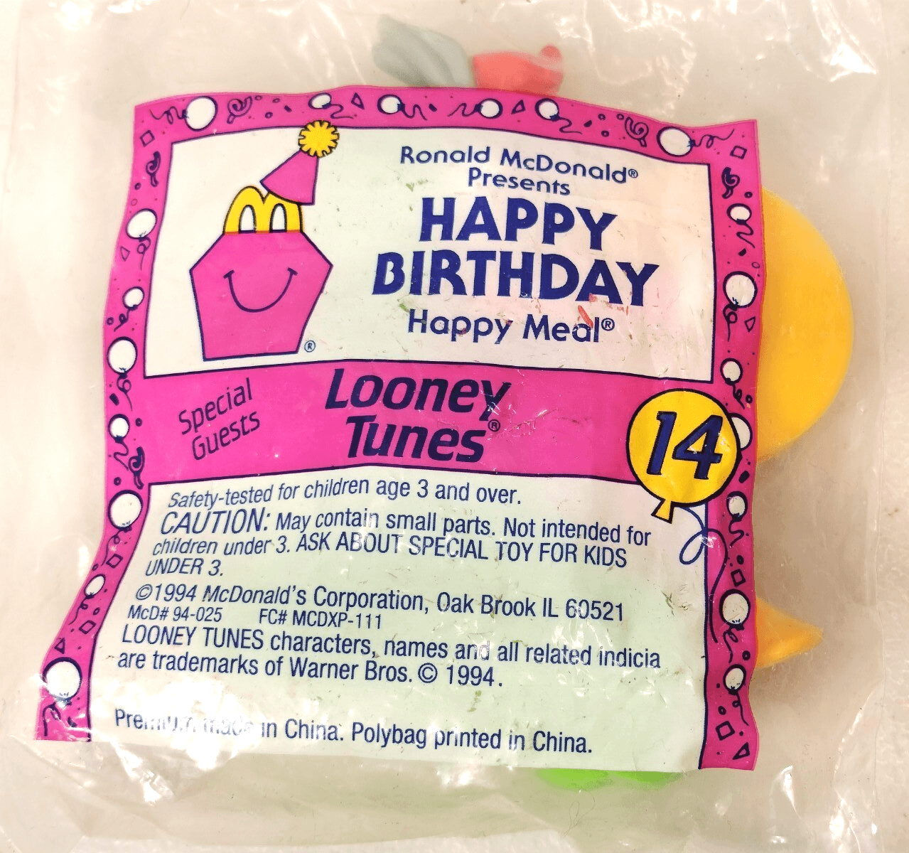 1994 McDonalds Happy Meal Birthday Train Looney Tunes #14 Kids Toy Sealed NEW