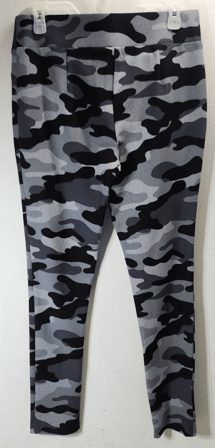 Versona Leggings Women's Size Medium Gray Camo Pull On Pants - Thumbnail 6