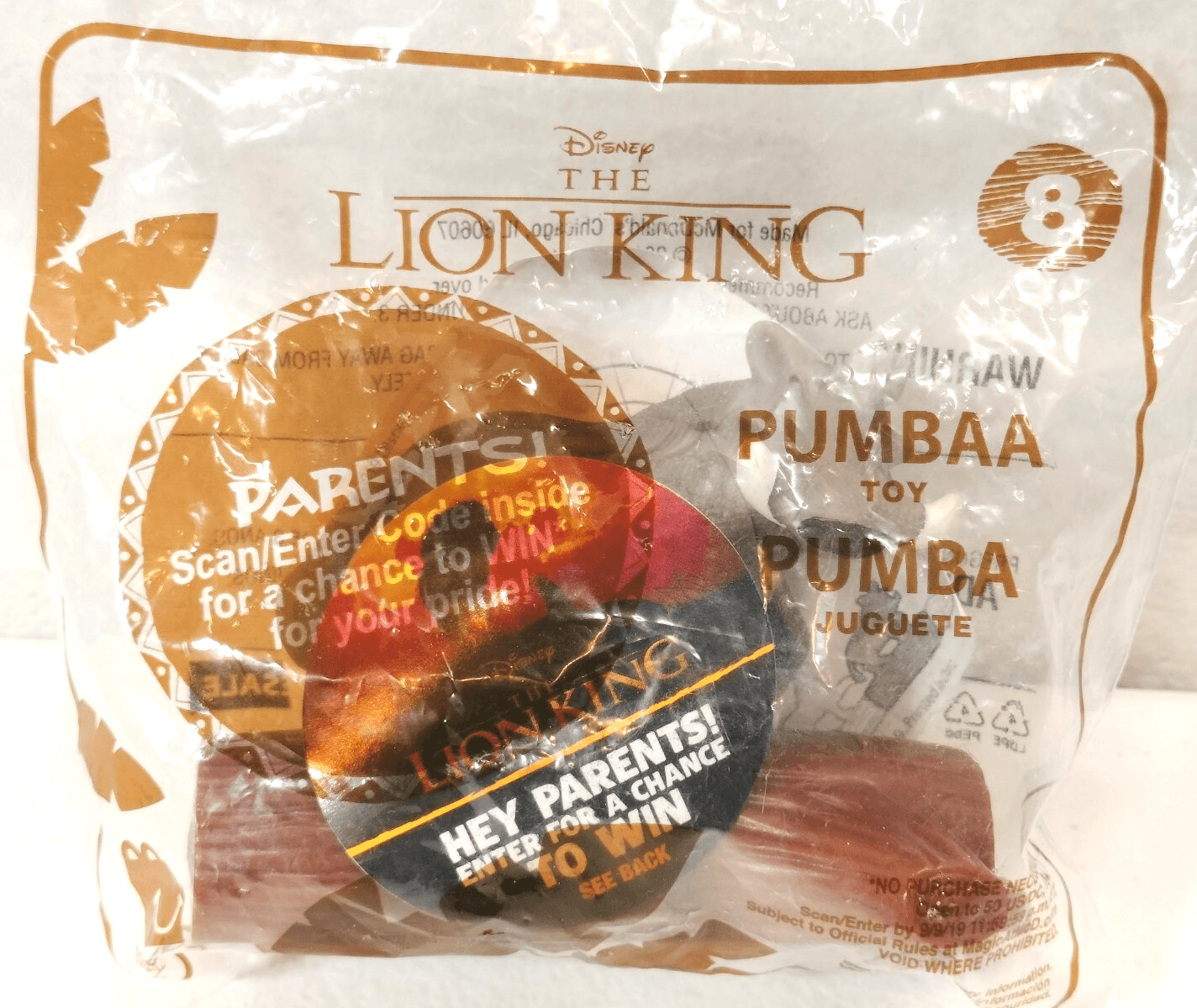 Lion King #8 Pumba Warthog Mcdonalds Happy Meal Kids Toy Sealed NEW