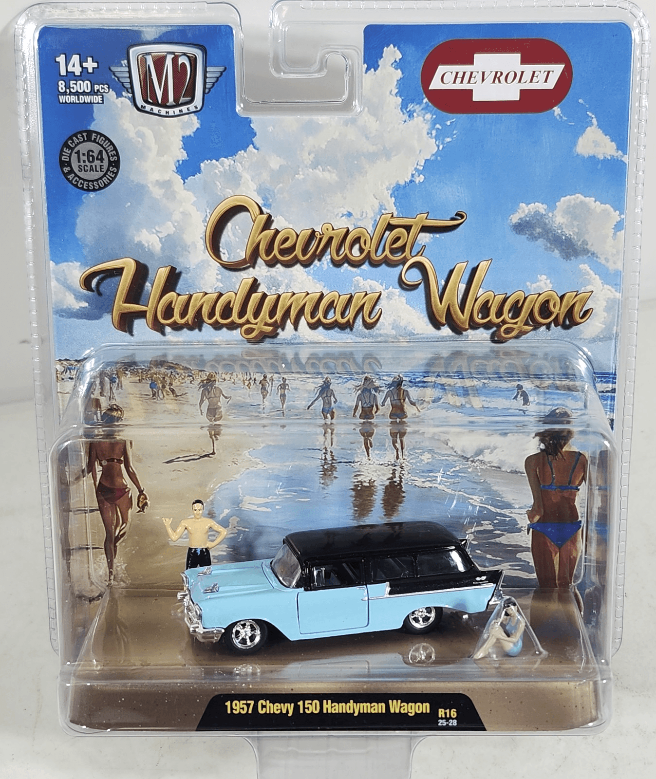 2025 M2 Machines Diorama 1957 Chevy 150 Handyman Wagon Blue Car 1/64 Toy NEW