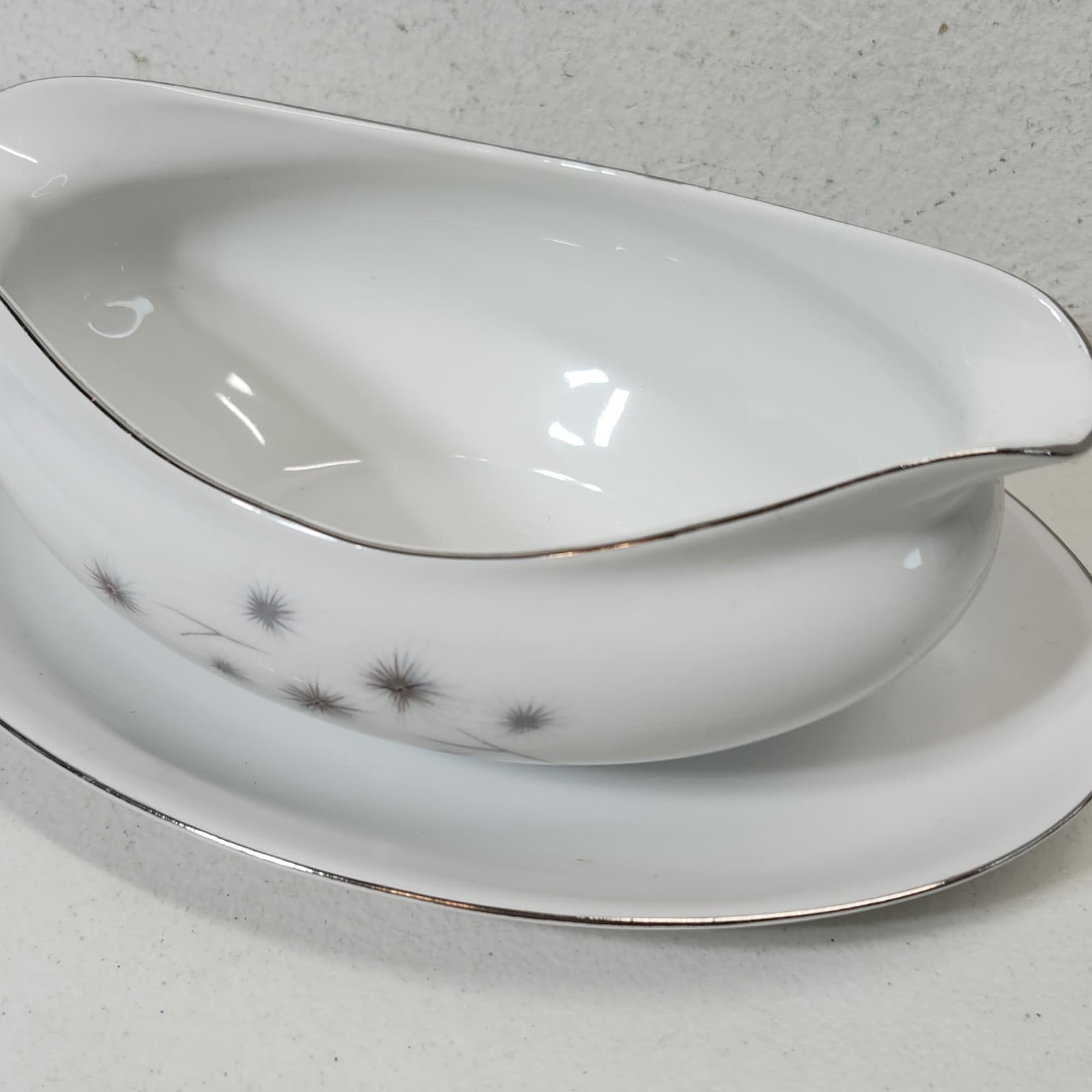 Creative Platinum Star Burst Fine China Japan 1014 Gravy Boat - Thumbnail 9