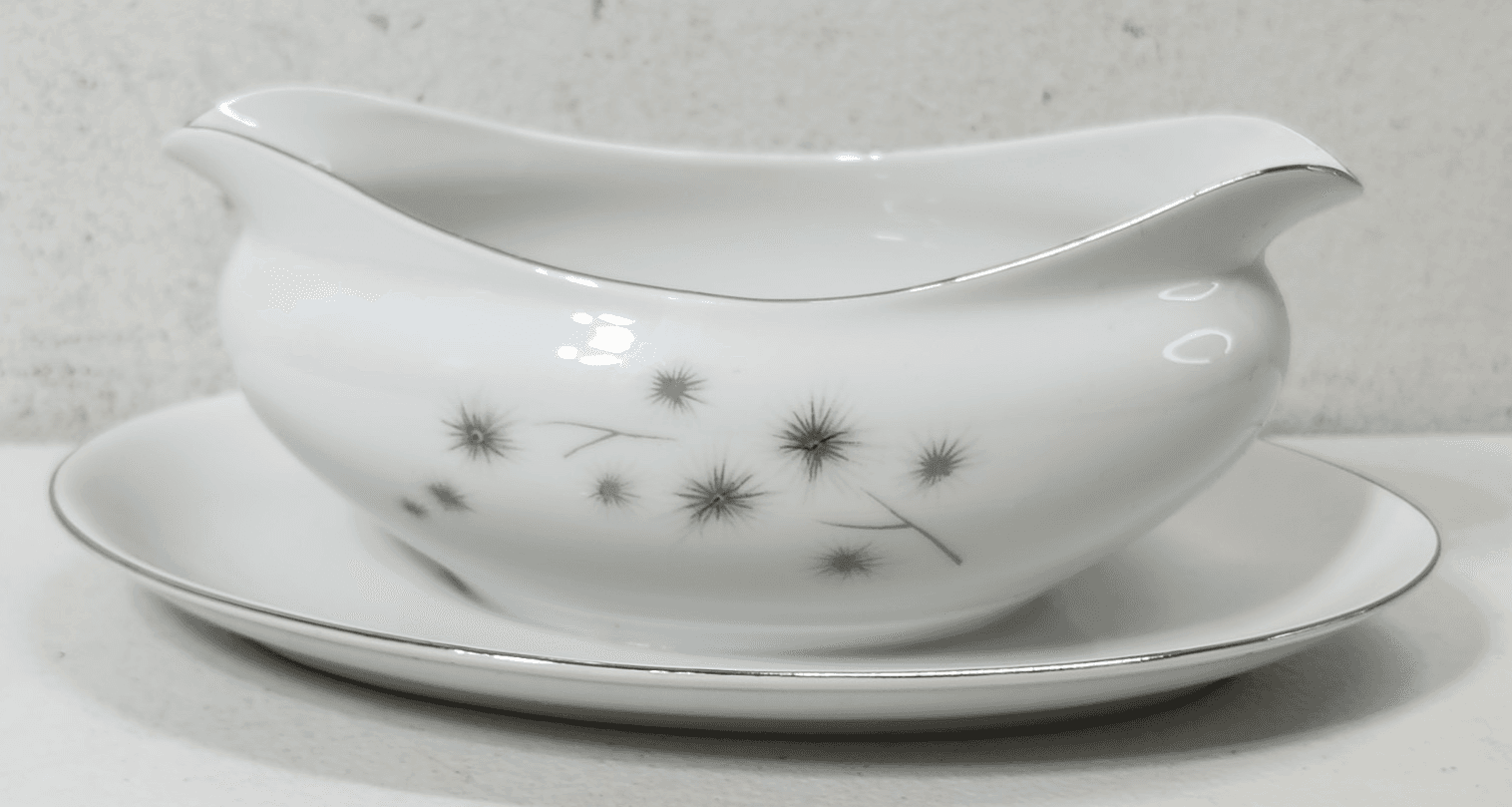 Creative Platinum Star Burst Fine China Japan 1014 Gravy Boat